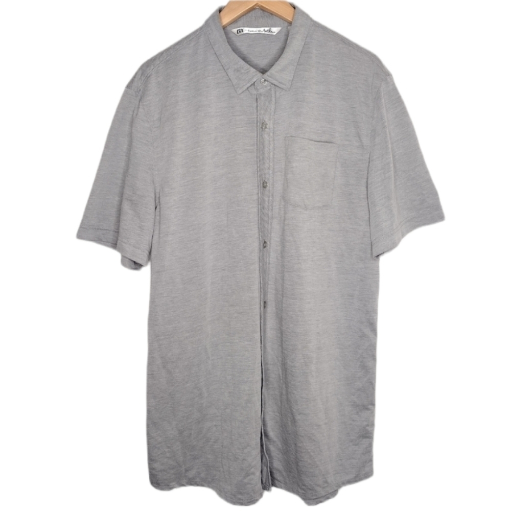 Travis Mathew Men's Gray Collared Short Sleeve Casual Button Down Shirt Size XL